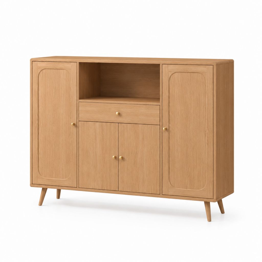 Credenza da sala da pranzo rovere chiaro in MDF impiallacciato 140 x 40 x 100 cm