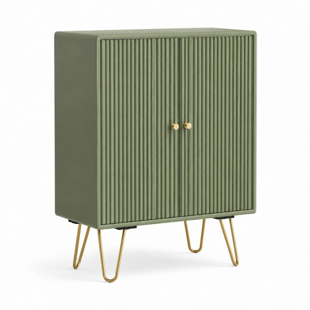 Credenza 2 ante verde salvia in MDF rettangolare 80 x 40 x 100 cm