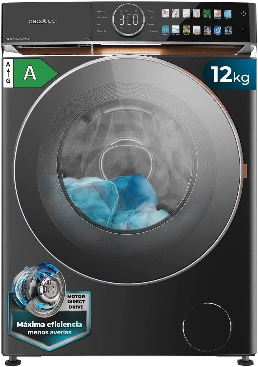 Cecotec Bolero DressCode 12980 1400RPM Lavatrice, 12 kg, vapore, Luce UV e Vapore, Porta XXL