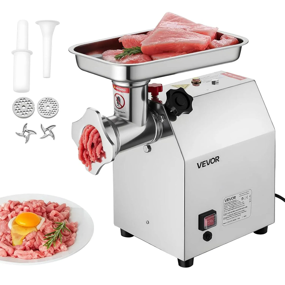 VEVOR Macchina per Salsicce, Piastra, Tavolo, 850 W, 2,49kg/min, professionale, ristoranti, acciaio inox, 2,49 kg