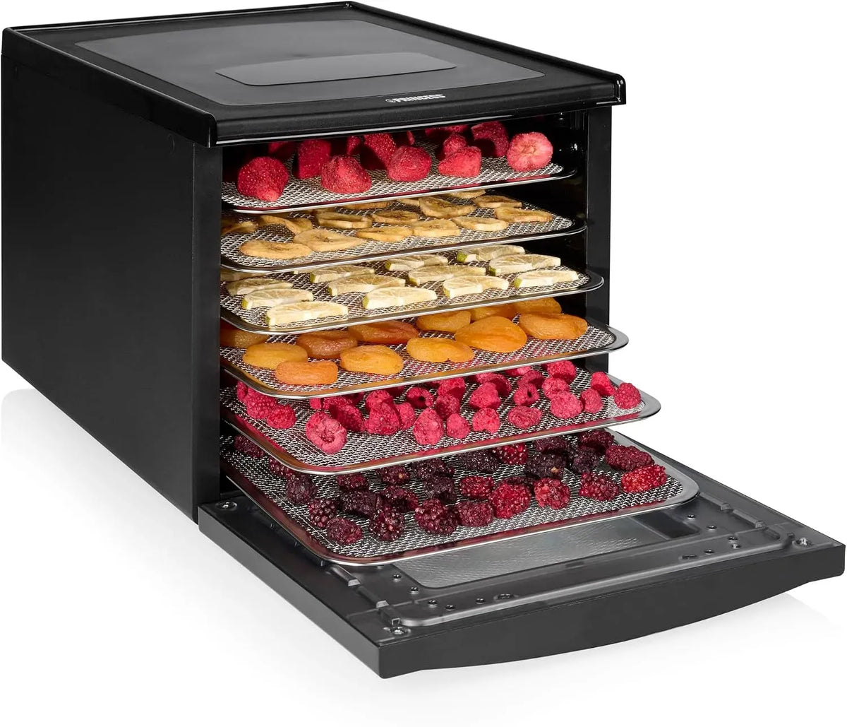 Princess Display Touch, Temperatura Regolabile, Food Dehydrator con 6 Vassoi in Acciaio Inox, Timer fino a 48 Ore, 550 W, 001, 112398