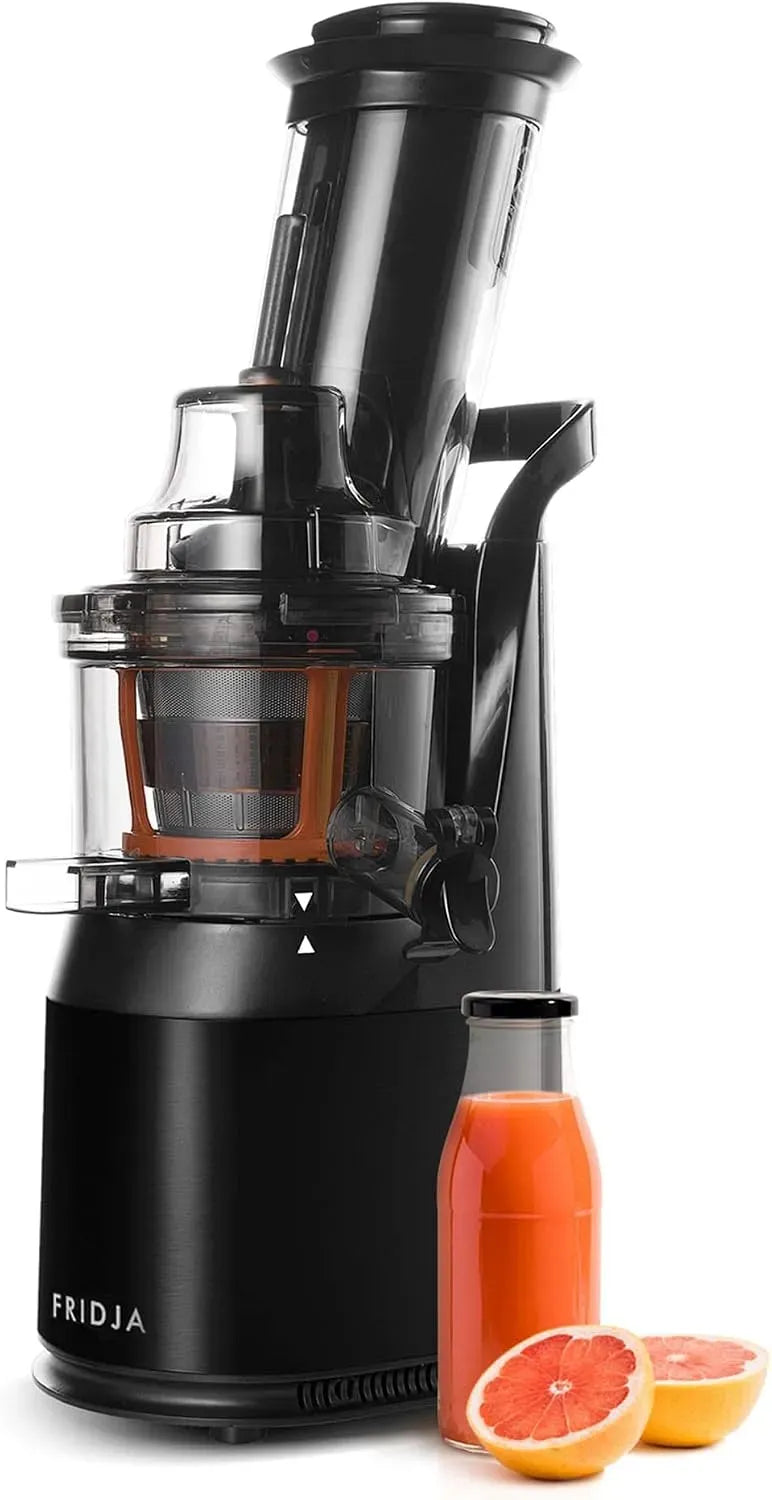 F1900 estrattore di succo e spremiagrumi, 240 W, 75 mm, acciaio inox, nero, Fridja