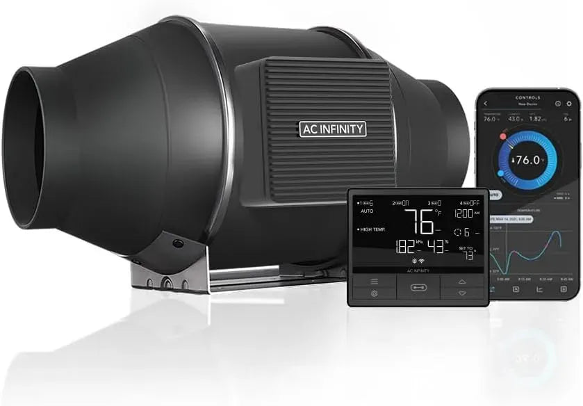 Grow Tents, Ventilation Fan Exhaust Fan for Heating Cooling Booster, AC Infinity CLOUDLINE T4, Quiet 4' Inline Duct Fan with Termostato Speed Control