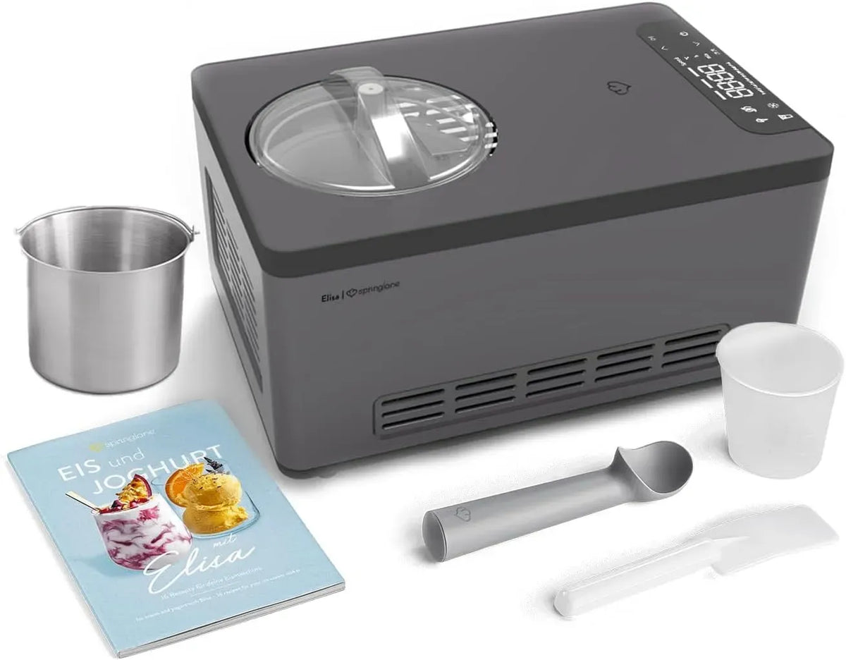 contenitore, macchina per gelato e sorbetto, 2,0 L, 220 W, acciaio inox, funzione riscaldante, SPRINGLANE
