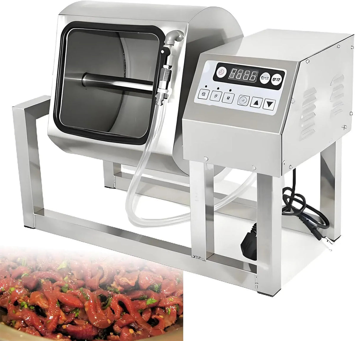 per Carne, Rotazione Bidirezionale, Tumbler Marinatore Sottovuoto in Acciaio Inox 18 L, 3 velocità, Commerciale Acciaio Inox, Verdure
