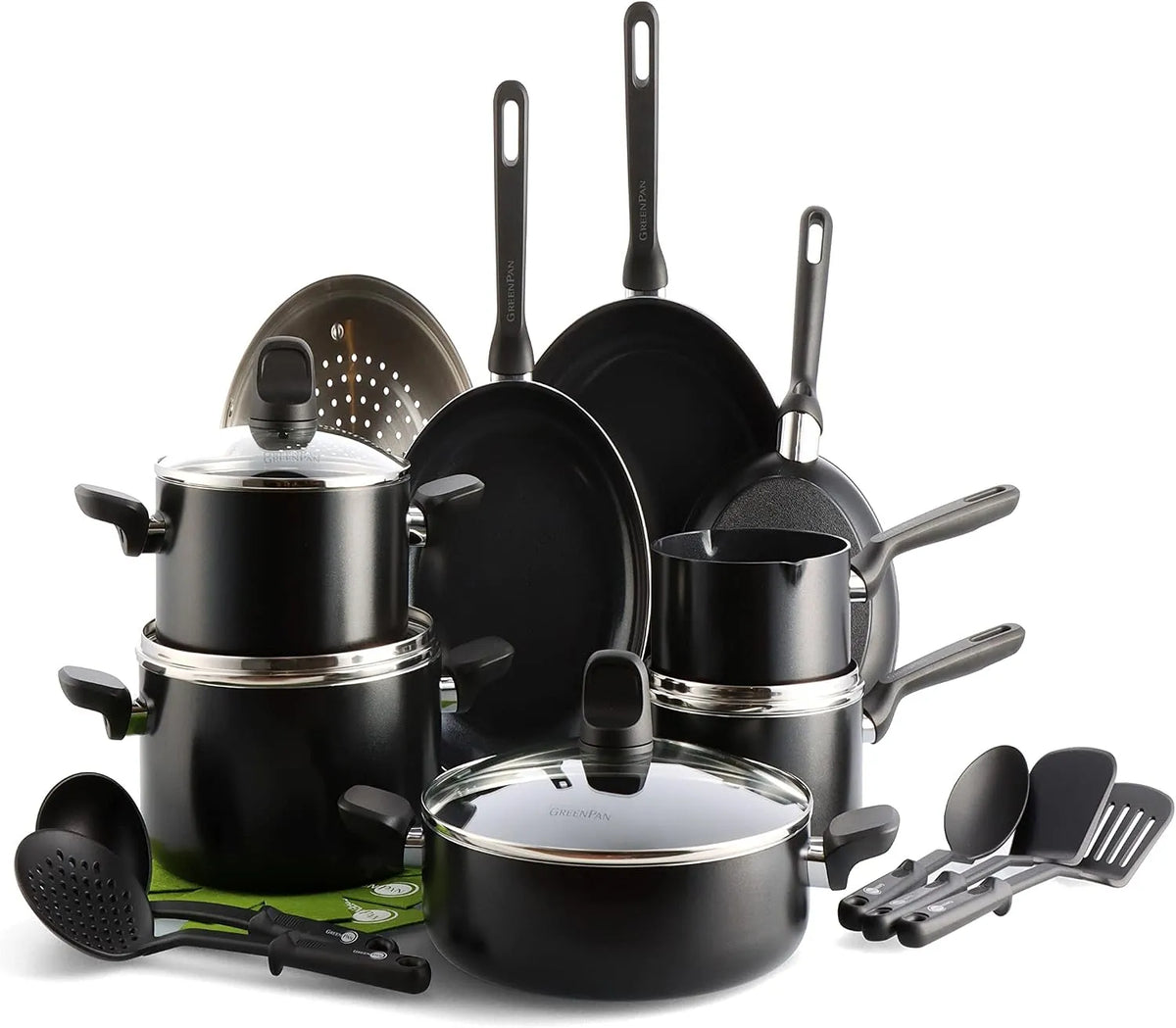 Forno elettrico, nero, Set di pentole e padelle antiaderenti in ceramica, 20 pezzi, senza PFAS