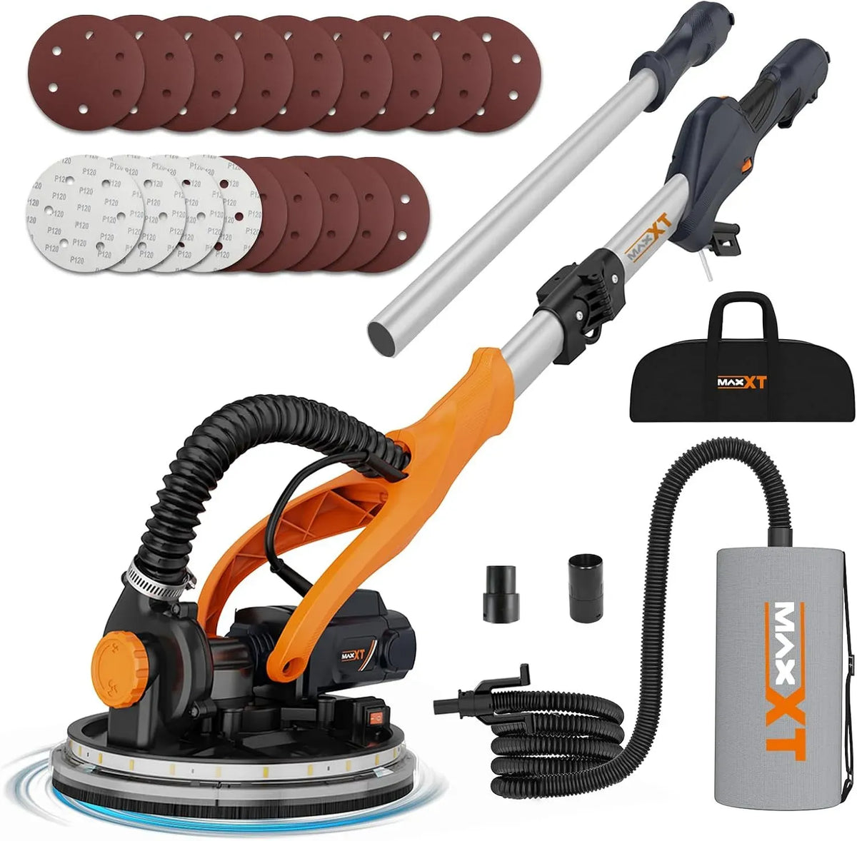 Levigatrice, Motore, 820 W, 225 mm, per cartongesso Pieghevole Con aspirazione polvere VERO, MAXXT