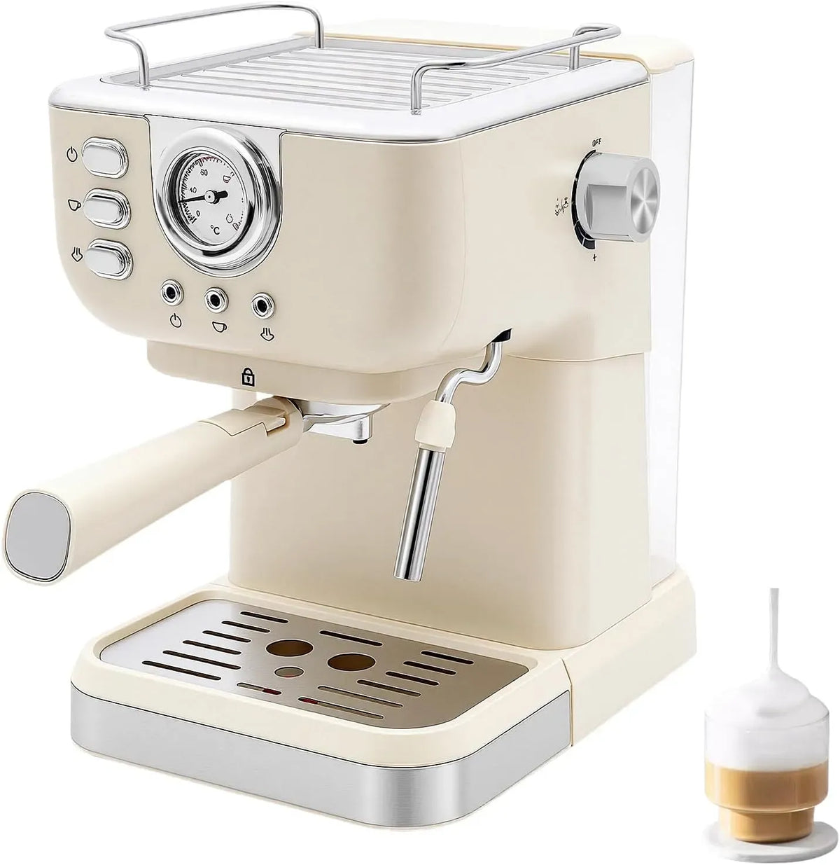 Macchina da caffè, 1.5 L, acciaio inox, Coffee Machine e Vaporizzatore in Acciaio Acqua 1, Montalino Automatico per Cappuccino