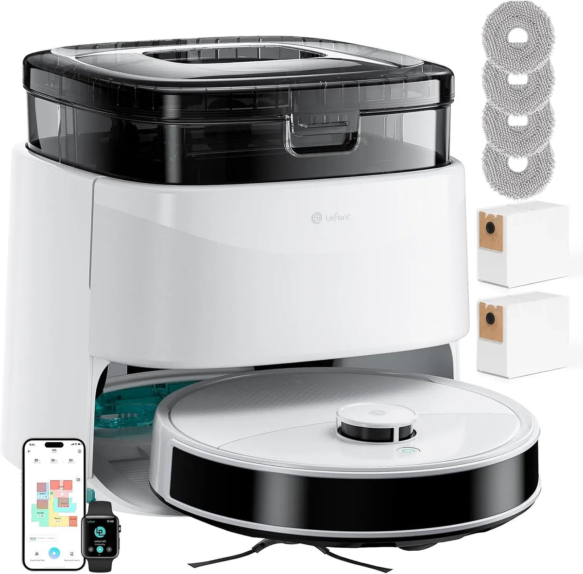 Lefant M210P Robot aspirapolvere, Wi-Fi, app e Alexa, controllo tramite Wi-Fi, aspirapolvere robot con 2200 Pa