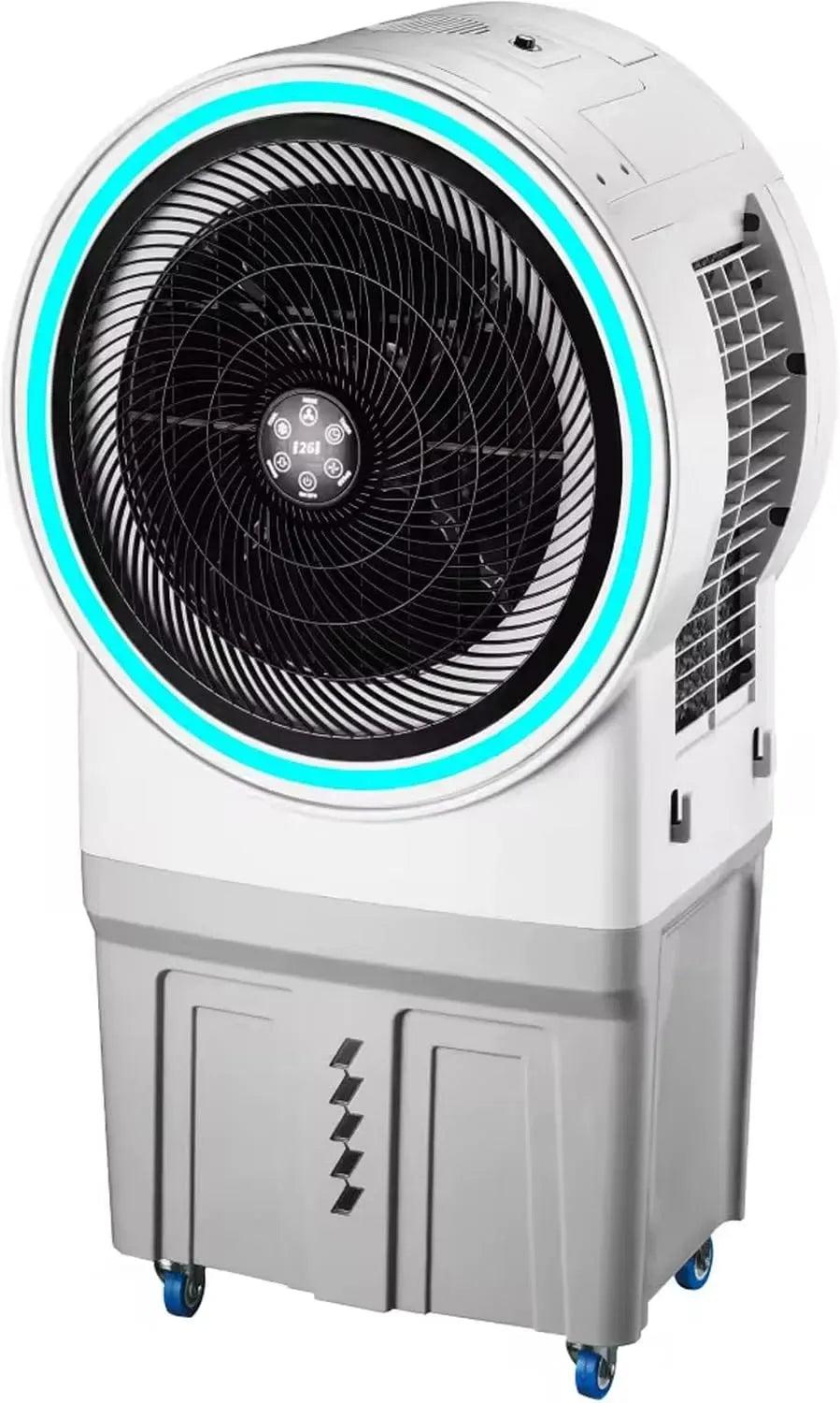 Ventilatore, 50 L, 150 W, timer, Tanica 50L con Collegamento Diretto Acqua, LED RGB, Timer e Telecomando