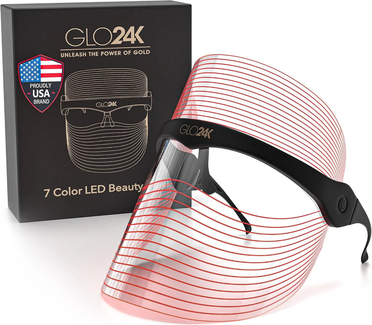 GLO24K Maschera di bellezza a 7 colori LED, per Trattamento termale professionale dotato di terapia della luce per una pelle radiosa e luminosa