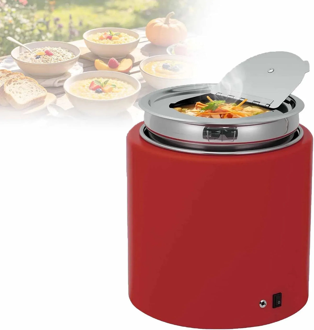 Pentola e padella, 10 L, rimovibile, acciaio inox, rosso