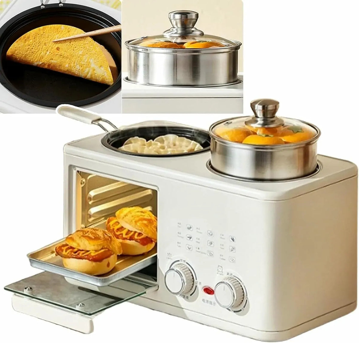 Macchina per la, 1200 W, 2 zone di temperatura, funzione riscaldante, per la colazione 4 in 1