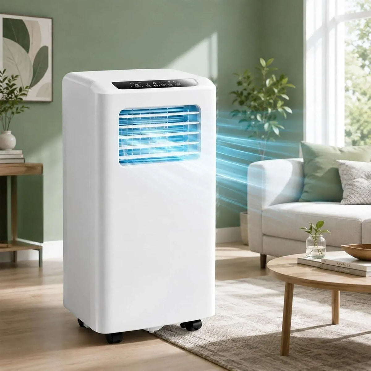 Condizionatore, 2600 W, portatile, effetto 3D, Flusso d'Aria a 120° con Uscita 3D