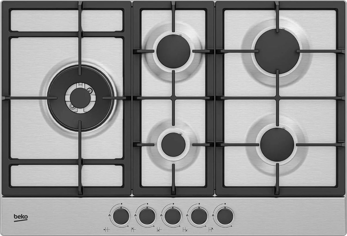Beko HIAL75225SXE Piano cottura a gas, 75x51 cm, 5 fuochi, acciaio inox, fornello a gas