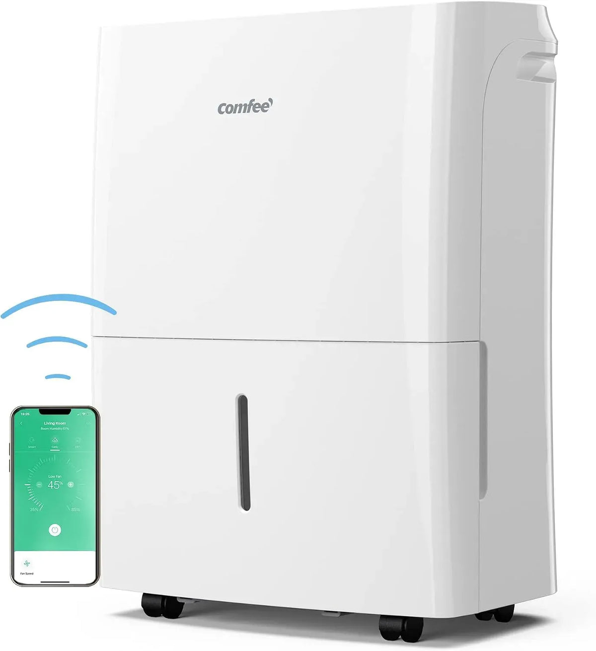 Deumidificatore, 3 L, COMFEE' 16L/24h MDDF-16DEN7, ruote di trasporto, timer, Wi-Fi, Adatto fino a 32㎡, Controllo WiFi, Deumidificazione Smart