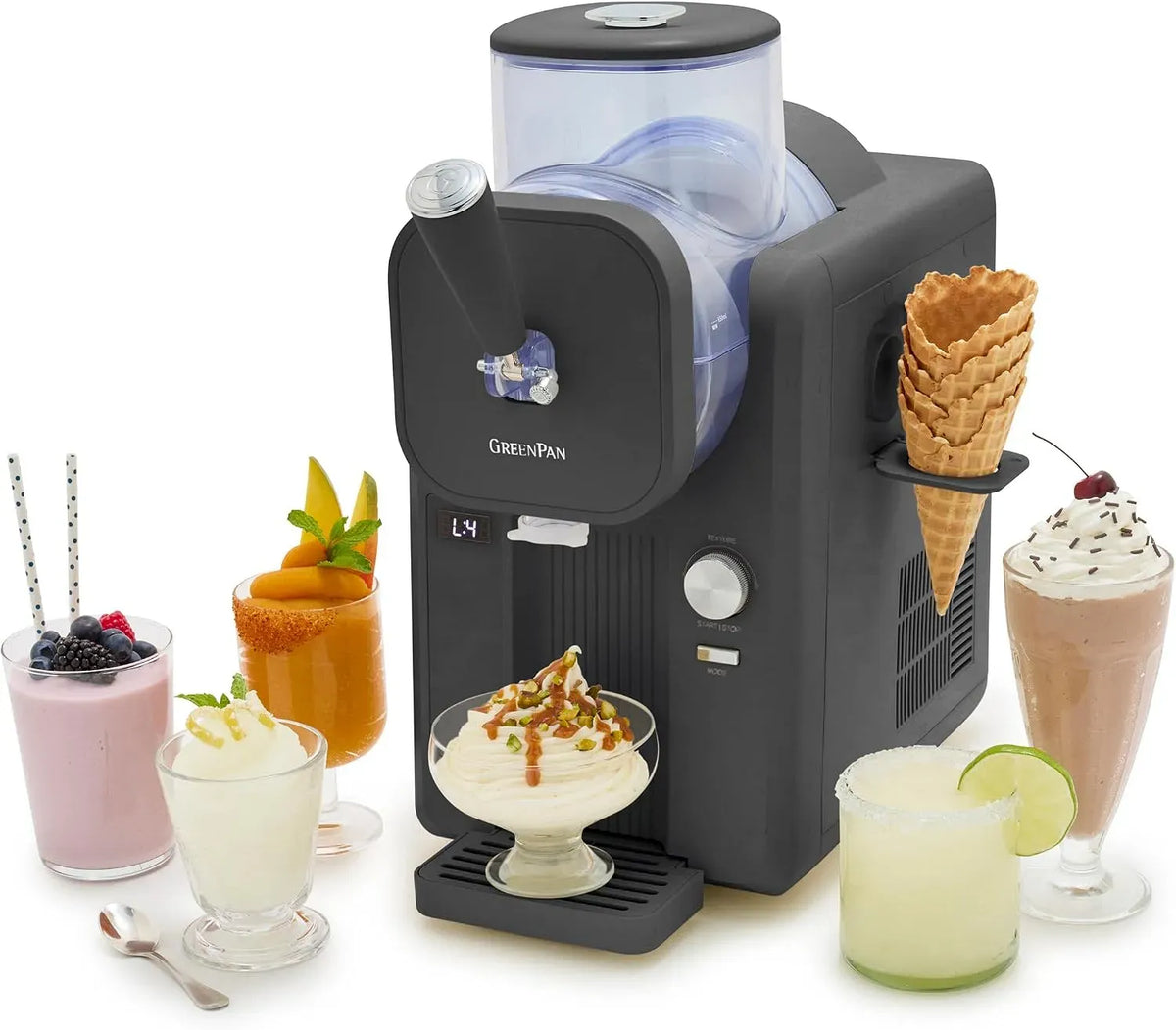 15-in-1 Macchina per Slush, macchina per gelato e sorbetto, rivestimento antiaderente, grigio, per Slush 15-in-1