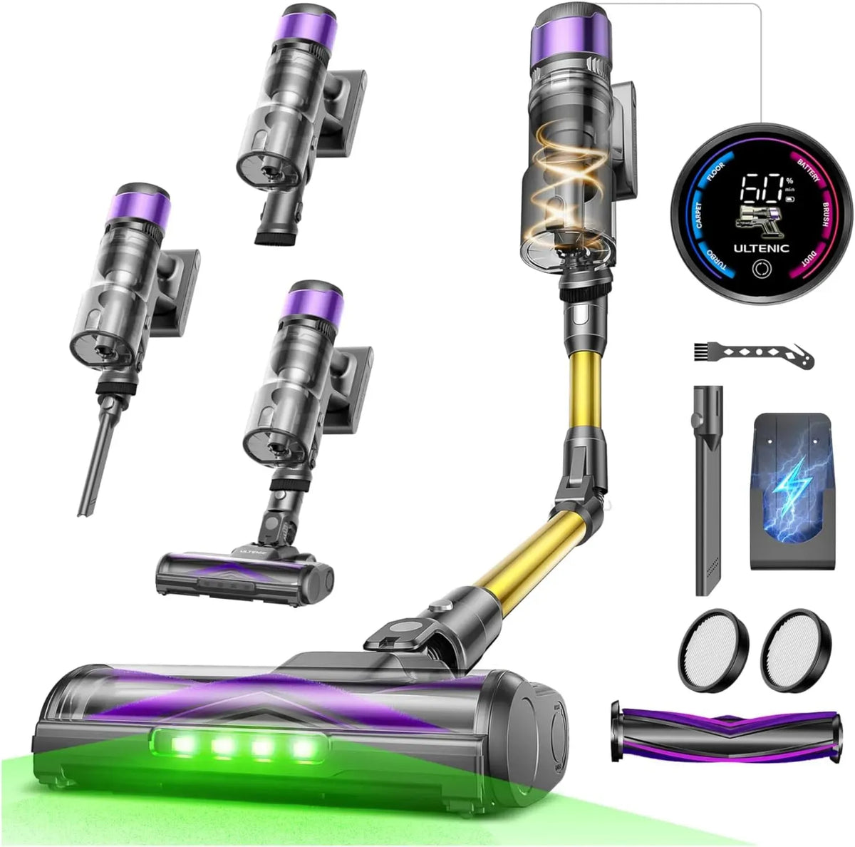 Aspirapolvere 55Kpa/60Min, aspiratore elettrico domestico, Ultenic Aspirapolvere Senza Fili