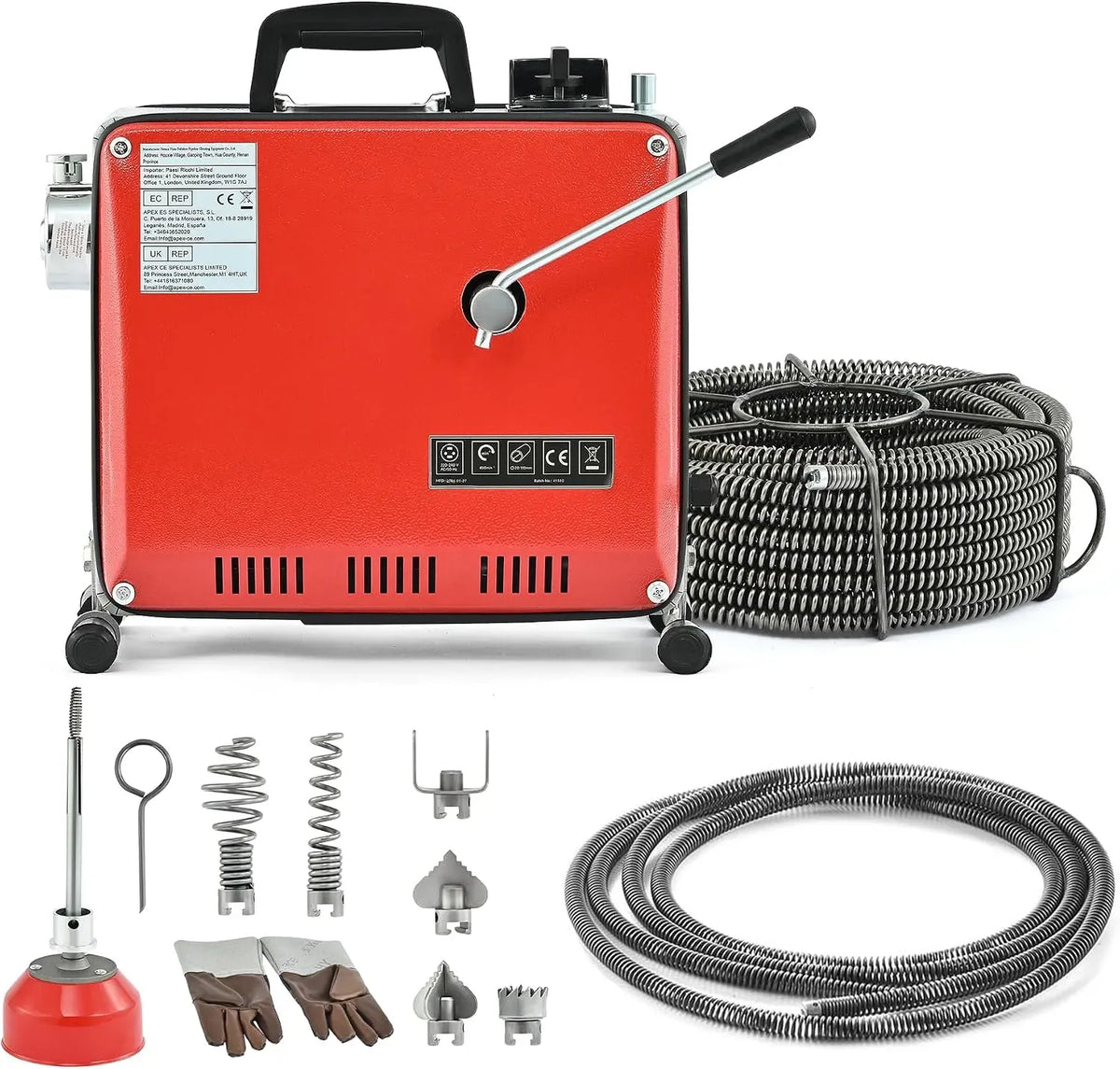 Lavello da cucina, 400 W, ZELCAN 400r/, 400W Macchina per La Pulizia dei Tubi della Coclea, 22,5 M