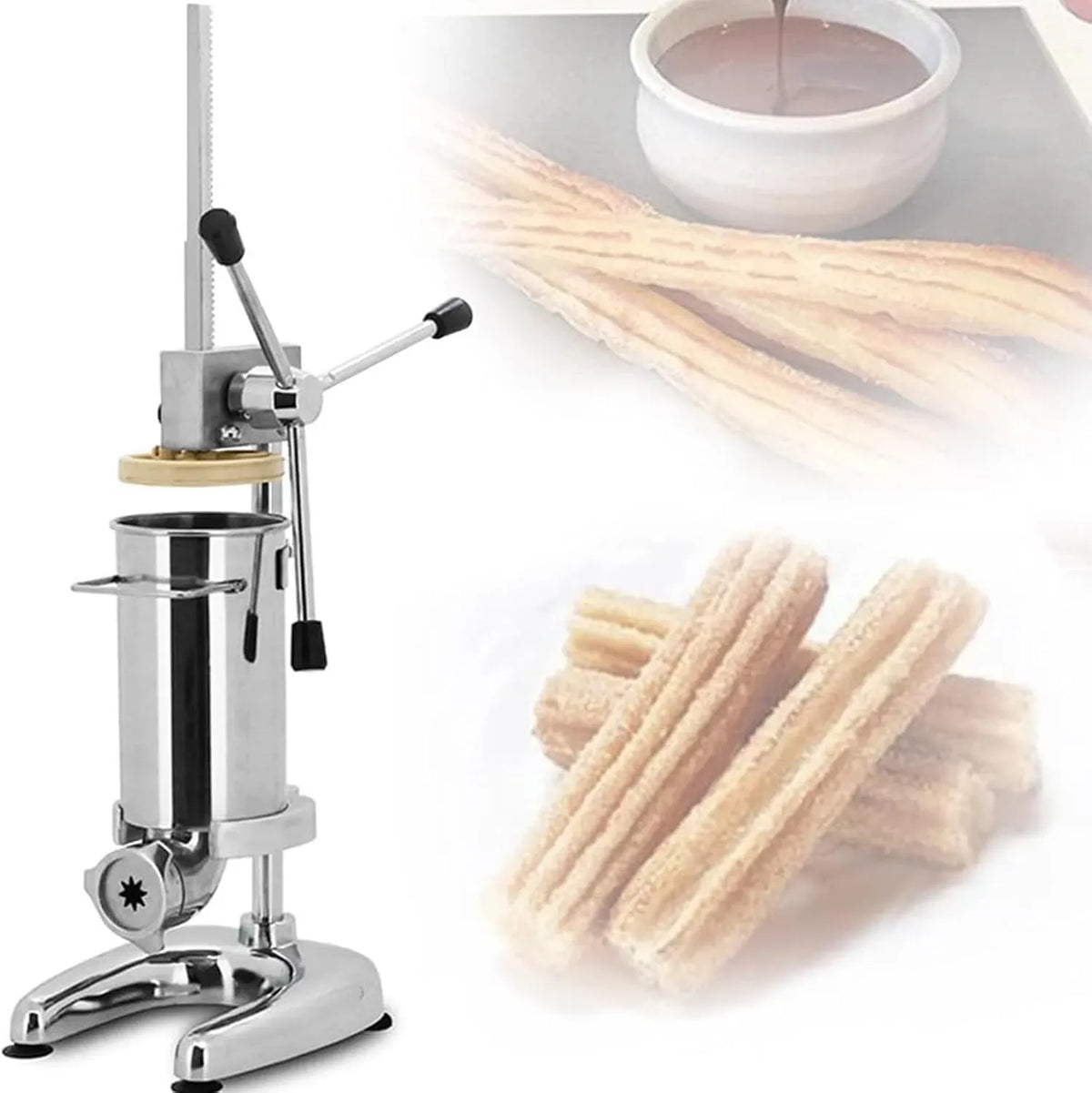 Macchina per ciambelle, donut maker, acciaio inox, Macchina manuale in acciaio inox con 5 beccucci