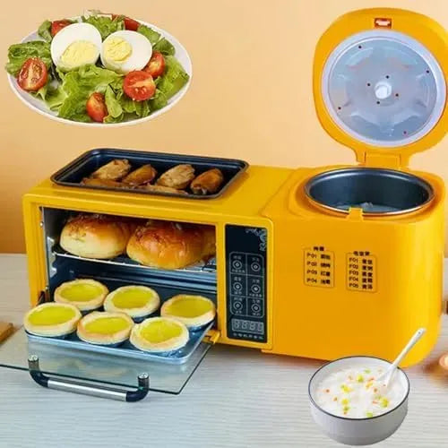 Forno elettrico, 8 L, touch, vaporiera elettrica da 1 litro e Padella elettrica, Controllo Touch Screen, Stazione per preparare la Colazione 4 in 1