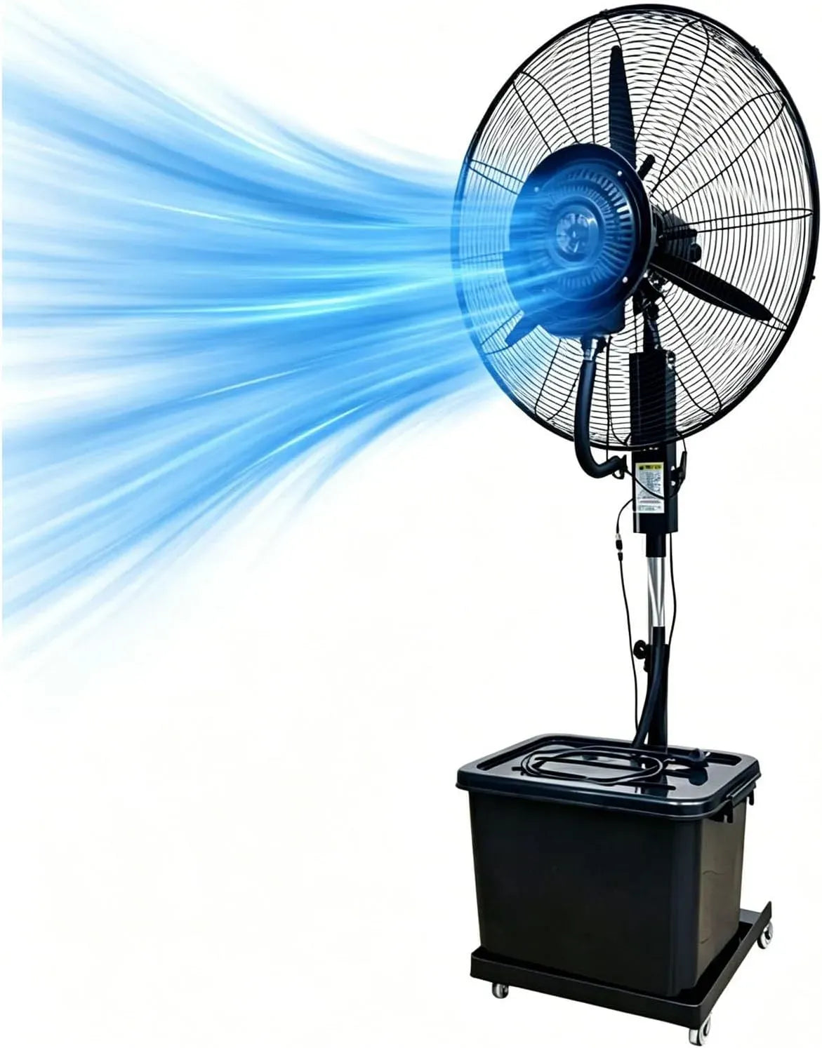 Ventilatore, 71cm, 42 L, Ø 71 cm, esterno, ruote di trasporto, 3 velocità, oscillazione, professionale, ristoranti, Portata Aria 10 m