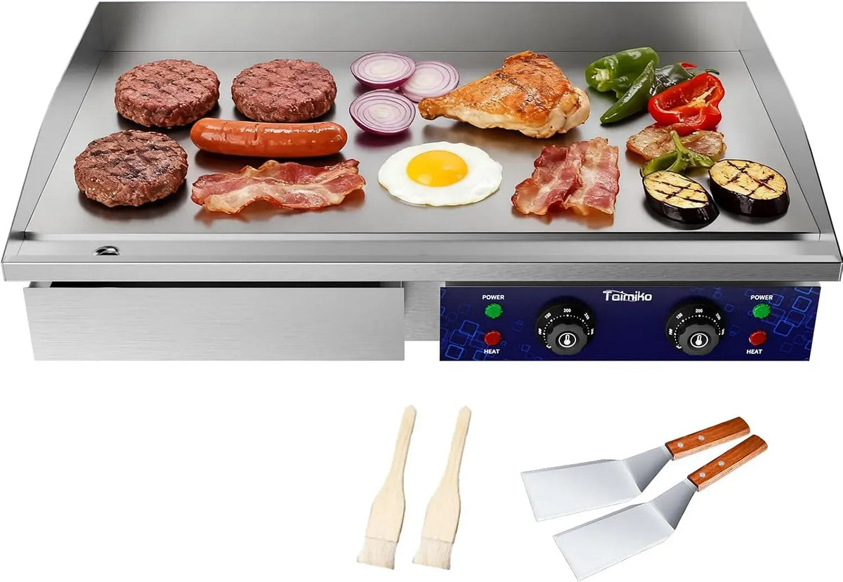 barbecue, Piastra, 73 cm, 4400 W, professionale, ristoranti, acciaio inox, per esterni, TAIMIKO