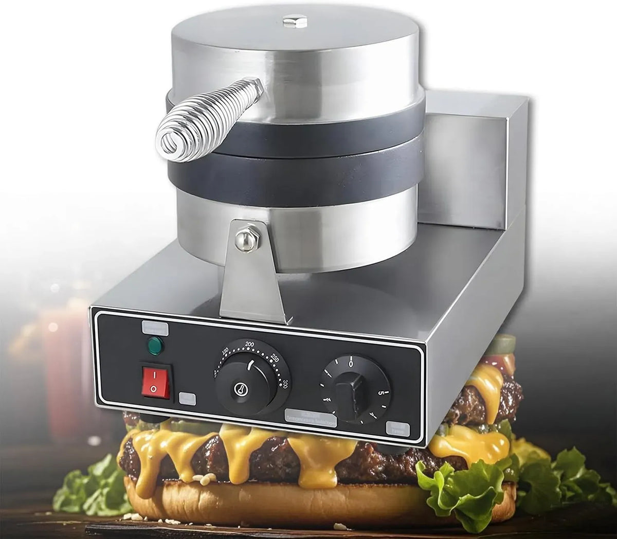 Macchina per Hamburger, Piastra, 1300 W, 50 a 300 °C, professionale, rivestimento antiaderente, per Waffle Elettrica