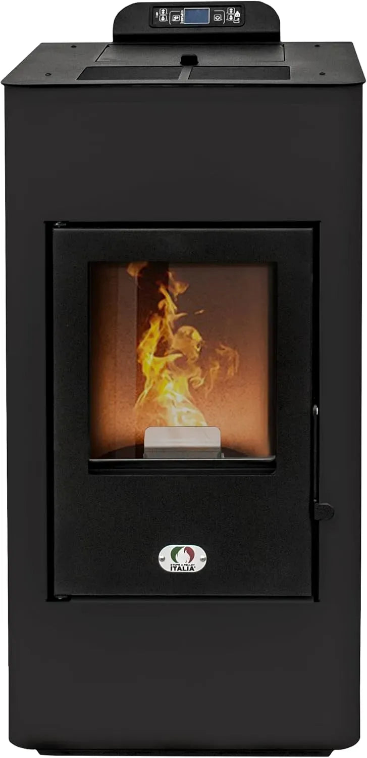 15H A PELLET ITALIA Super 12 KW Canalizzata 5 Stelle WiFi, Stufa a Pellet ad Aria Ventilata Efficienza 91% Scalda 120m² Autonomia Programmabile 5