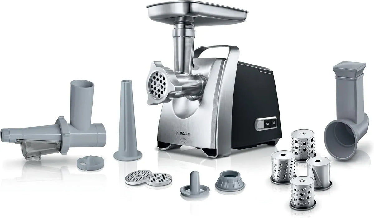 Bosch MFW68660 Tritacarne, 2200 Watt, Potente, Nero, Acciaio Inox