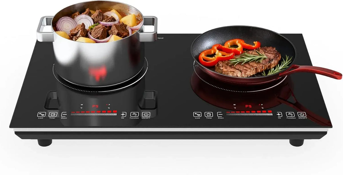 Piastra, 60 cm, 3600 W, da incasso, timer, 2 zone di temperatura, 9 livelli, per bambini