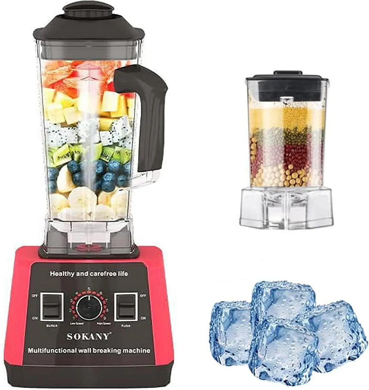 Frullatore, 2,5 L, 5000 W, SOKANY, acciaio inox, 9 Velocità + Funzione Pulsazioni, 2,5L Frullati e Smoothie/Macinacaffe, Senza BPA