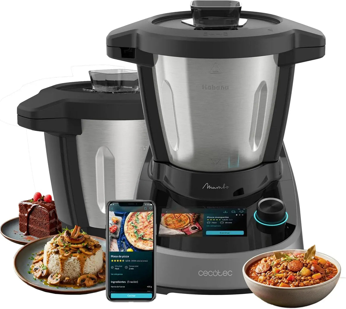Cecotec Robot da cucina, 3.3 L, 37 programmi, touch, App Mambo, Caraffa Ceramica, Schermo Touch