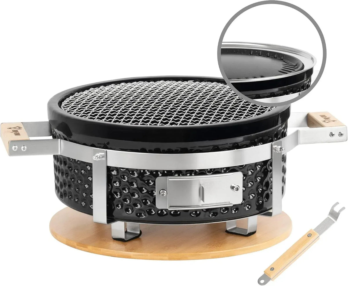 Barbecue, tavolo, 29,5 cm, legno, ceramica, BBQ-Toro Barbecue da tavolo in ceramica