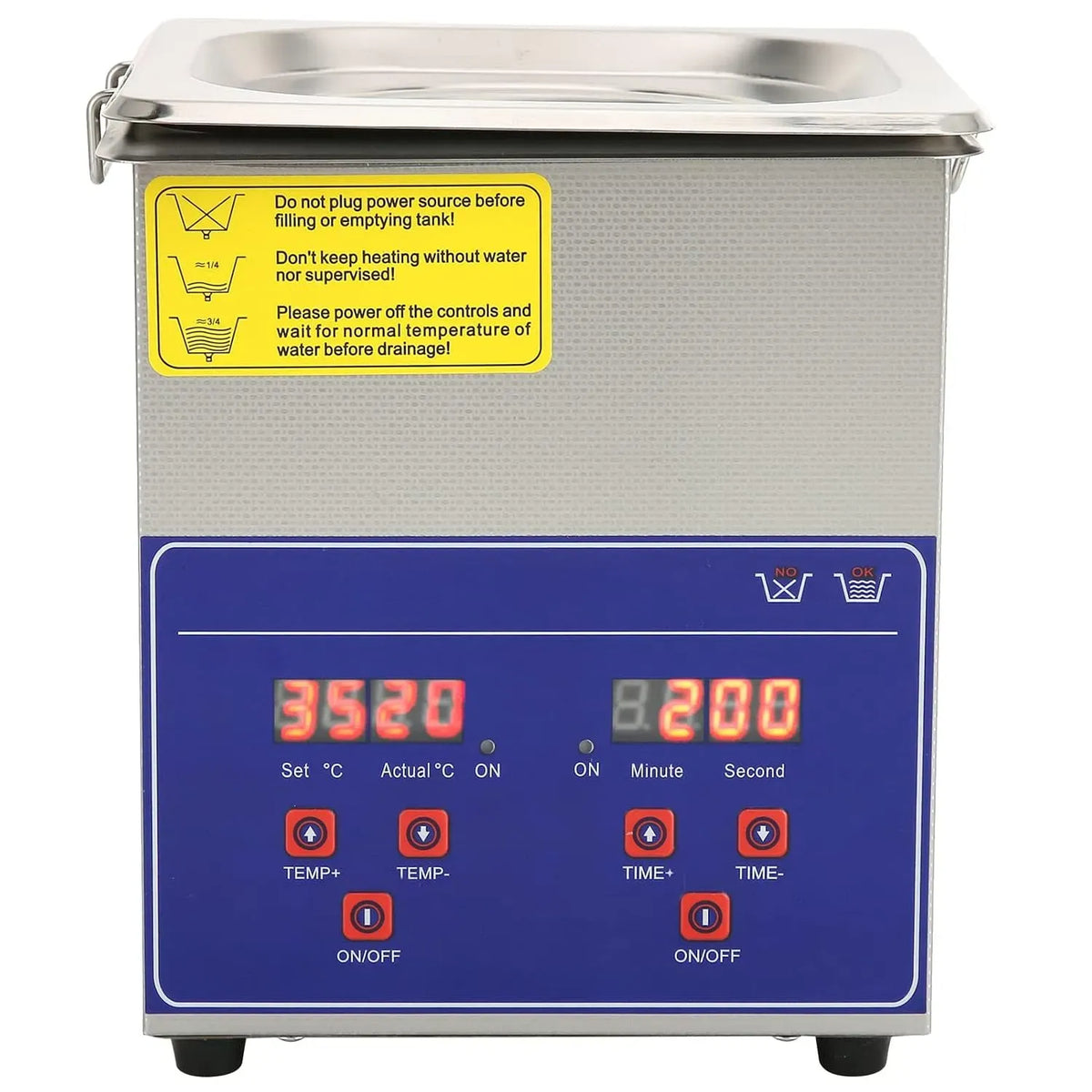 vasca per pulizia a ultrasuoni, Pulitore, 2 L, 60 W, 220 V, timer, industriale, acciaio inox, funzione riscaldante, KKPLZZ