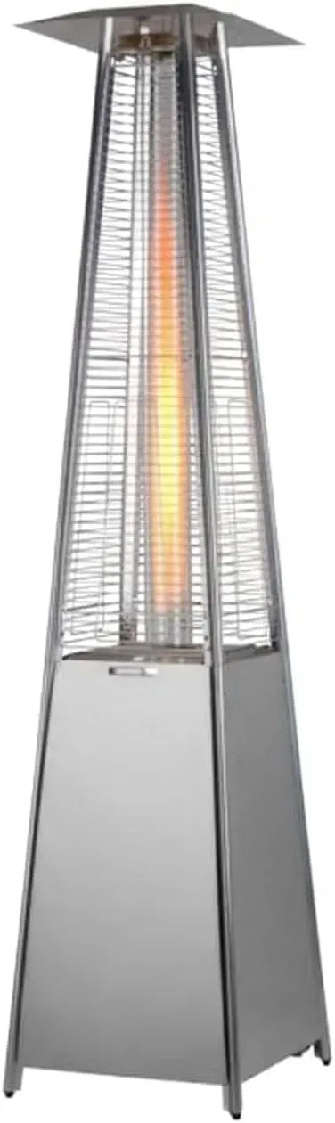 Design Moderno, Avilia, Stufa Piramidale a Gas da Esterno Aura 12kW con Accensione Piezoelettrica e Termostato Regolabile per Terrazze e Giardini