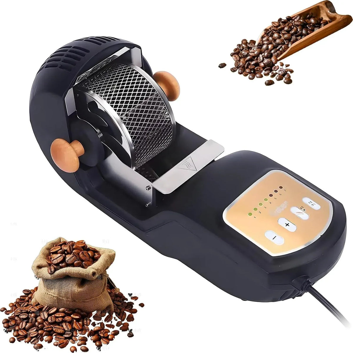 A 360 Riscaldamento Ad Aria Calda °, Tostatrice Per Caffè Domestica, 7 Livelli Regolabili, Tostatrice Rotativa Per Chicchi Di Caffè, Con Funzione Di