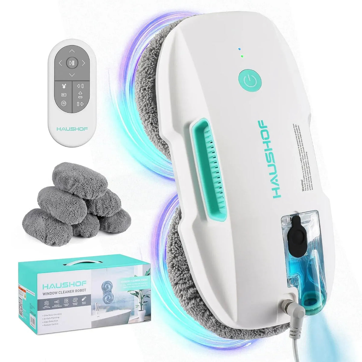 lavavetri, Robot, pulitore elettrico per vetri, vetro, per pulire finestre spruzzo d'acqua automatico, HAUSHOF