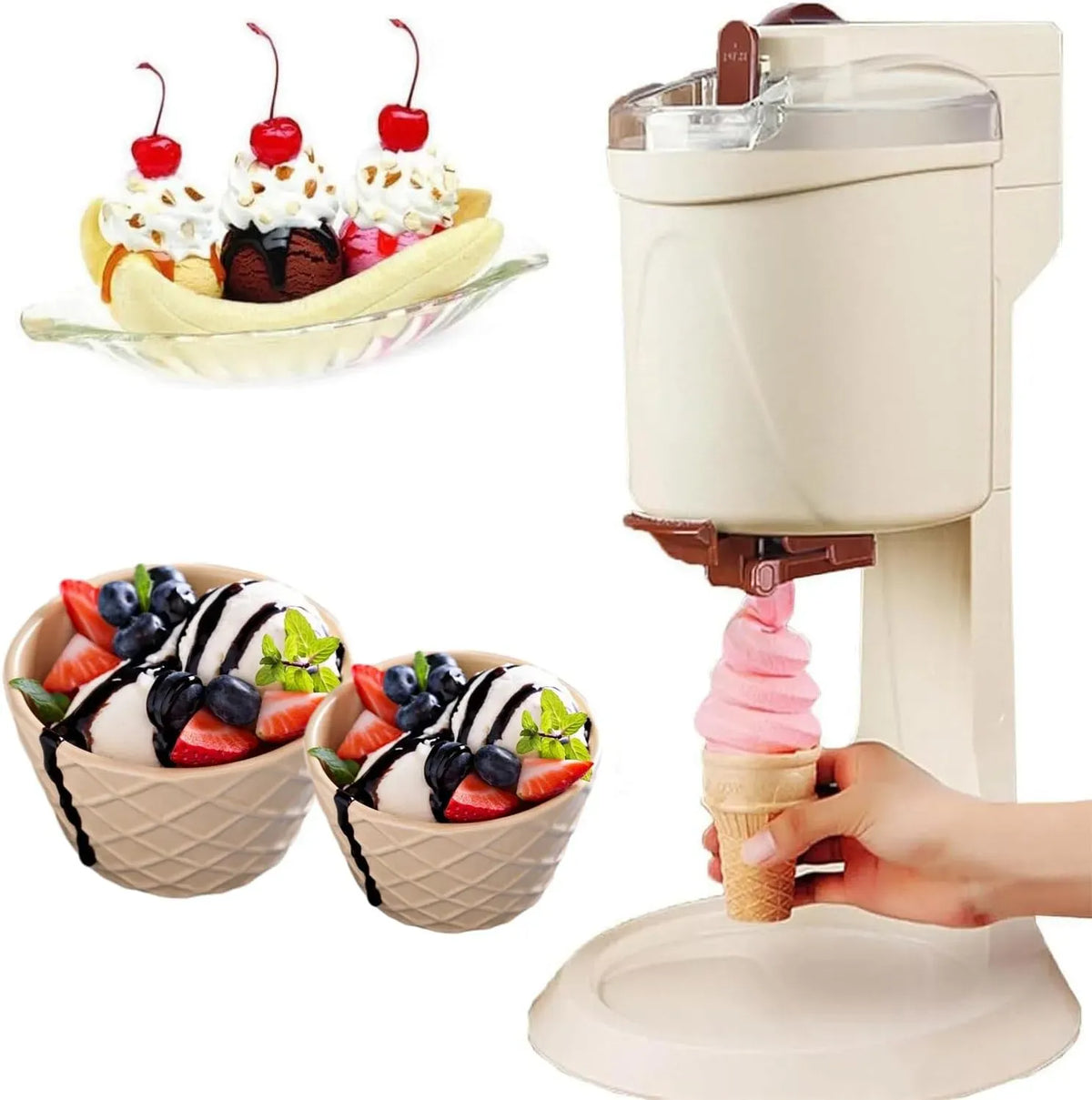 macchina per gelato, blu, per gelato morbido, mini macchina per gelato e yogurt congelato alla frutta
