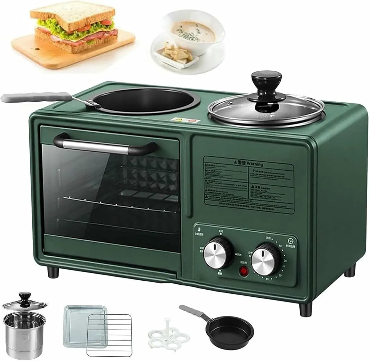 Pentola e padella, 1,2 L, rivestimento antiaderente, Macchina per la colazione 4 in 1