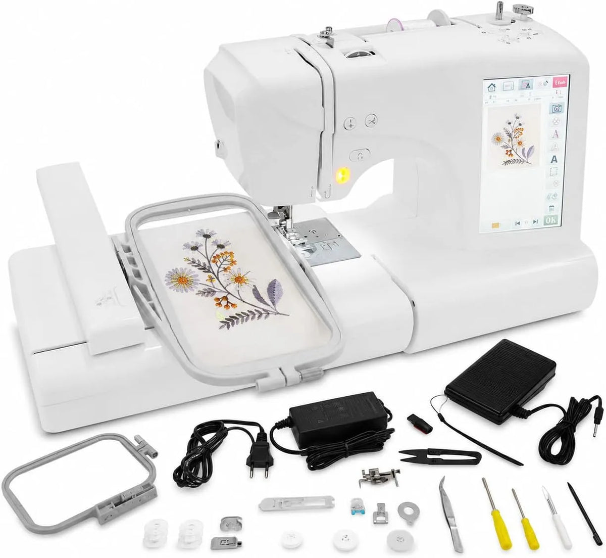 Macchina da ricamo, ricamatrice elettrica, display LCD