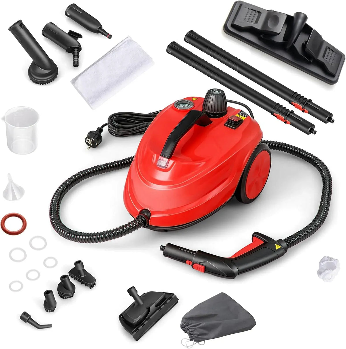 Pulitore a vapore, 1,8 L, 2000 W, SOARS, ampio serbatoio, 2 zone di temperatura, uso su pavimenti, cucina, auto, finestre e divano, rosso, 160
