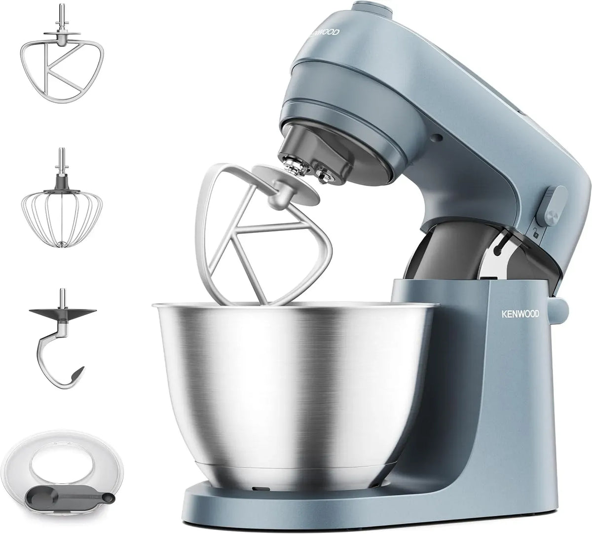 Kenwood KZM35.000GY Maniglia, Go Collection Planetaria con Design Salvaspazio, Impastatrice Compatta con Ciotola da 4L, 3 Strumenti di miscelazione, 6