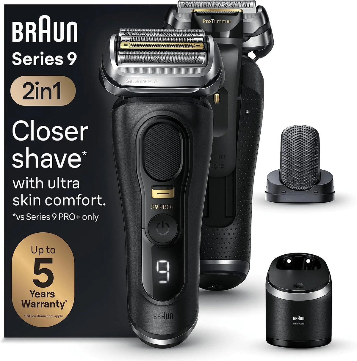 Braun Series 9 9590cc Regolabarba, Stazione, Batteria, Rasoio, nero