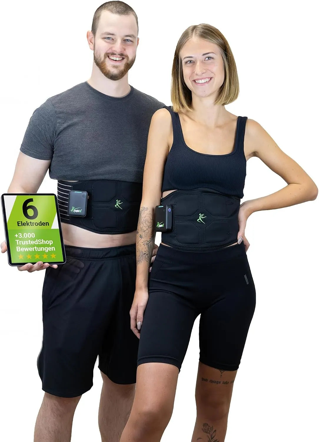 Tonificazione, Stimolazione e Sviluppo Muscolare per Addome e Schiena, eaglefit Premium EMS-Belt 2, 0 Cintura Addominale con 6 Elettrodi, Allenamento