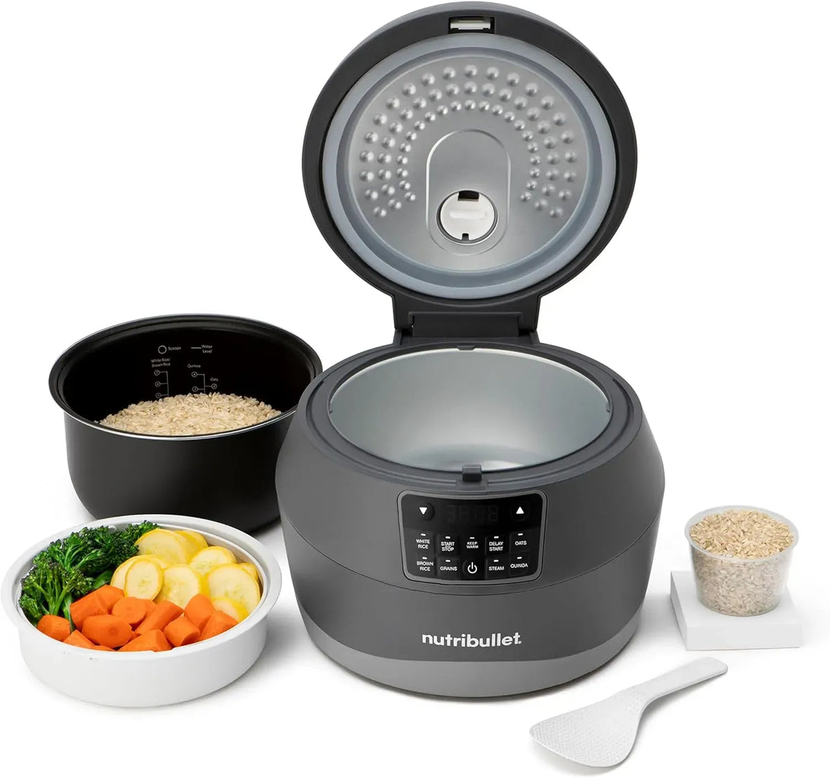 12h NBRC605DG Cuociriso, Cooker, cuociriso elettrico, 600 W, 5 programmi, 10 Tazze, grigio
