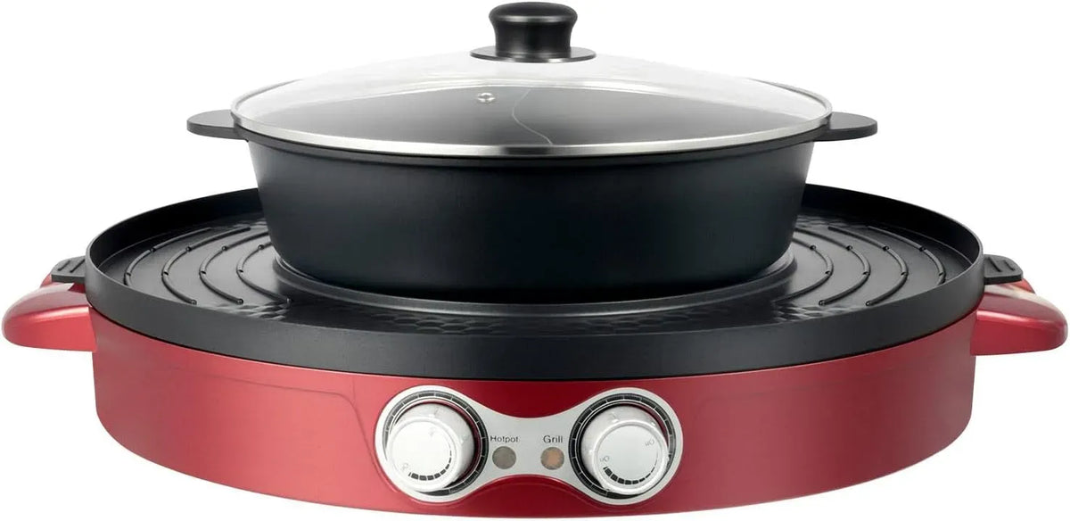 Padella grill, 2200 W, libera installazione, 2 zone di temperatura, Hot Pot con grill