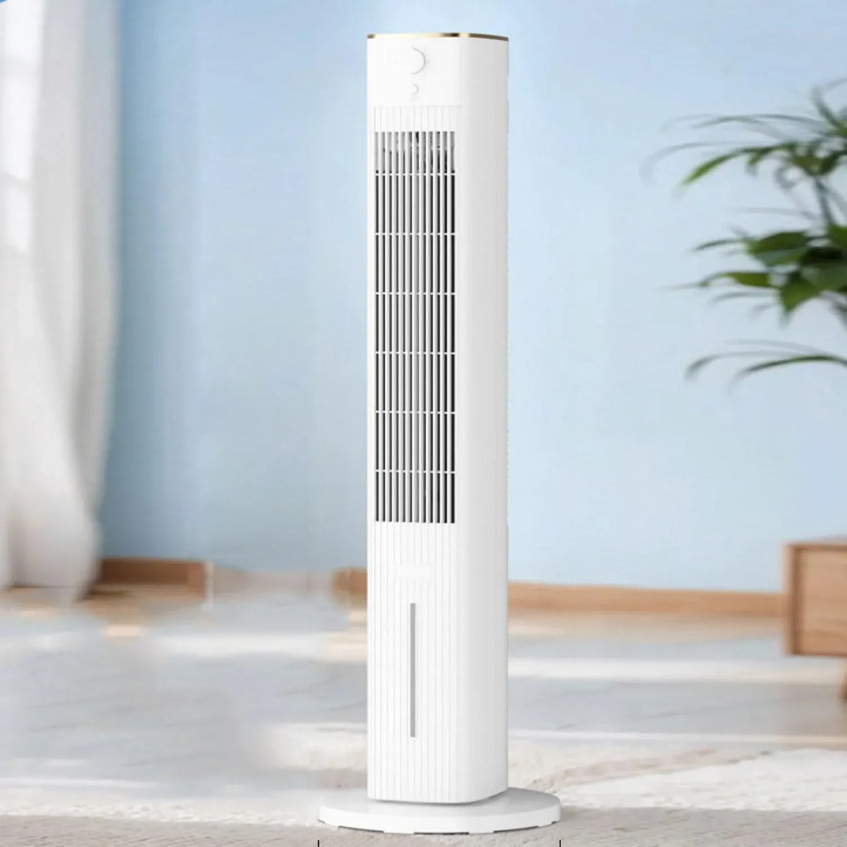 Raffrescatore evaporativo 15H, portatile, timer, 3 velocità, bianco, Ventilatore a torre portatile, grandangolo di 80°, 3 modalità