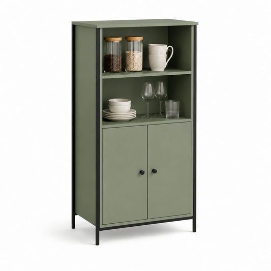 Credenza alta rettangolare verde salvia in acciaio 80 x 40 x 160 cm
