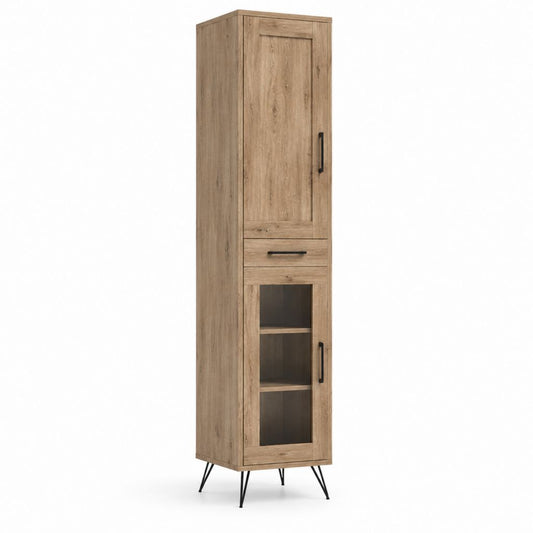 Vetrina alta 2 ante con cassetto rovere 60 x 40 x 190 cm